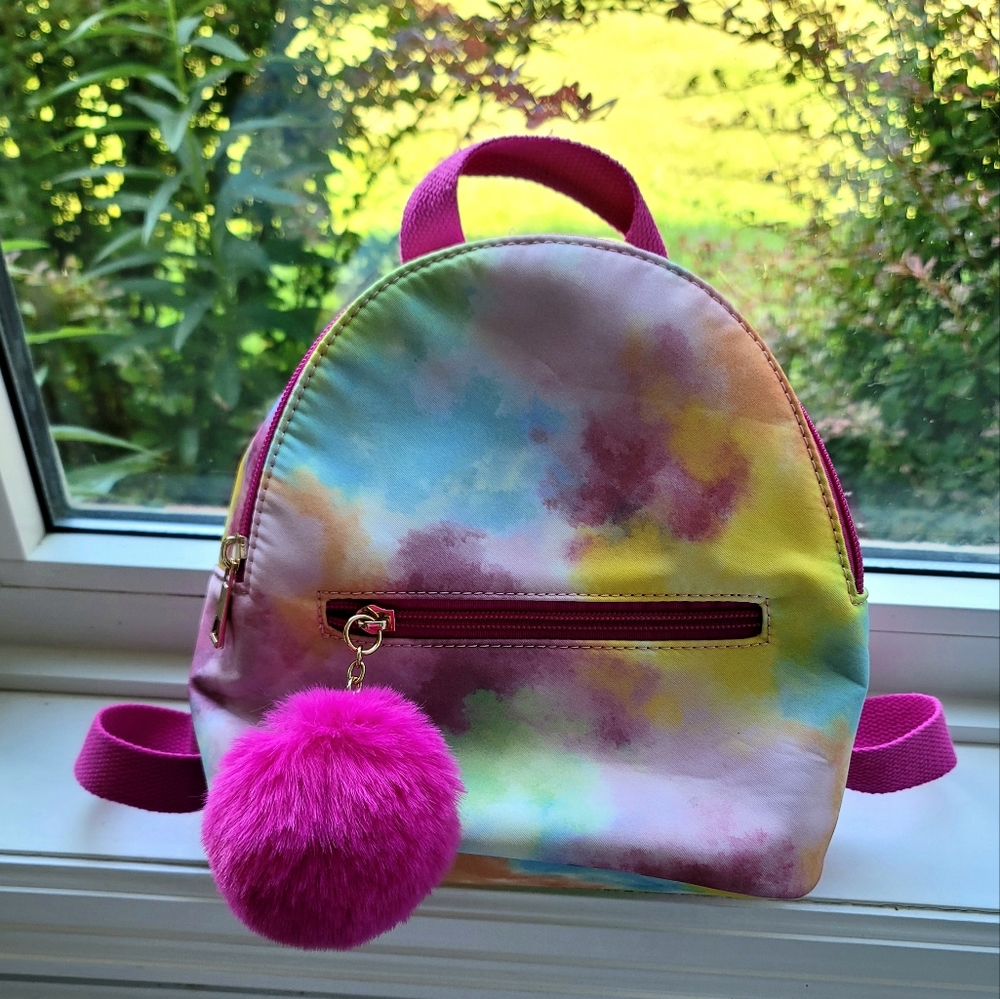 Dream Control Girls Tie-Dye Backpack with Pink Pompom